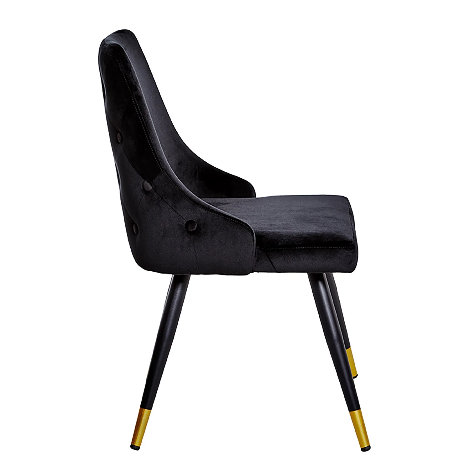 Jack & Alice Chaises capitonnées Loix (lot de 2) - Velours / Acier - Noir 6 Jack & Alice Chaises capitonnées Loix (lot de 2) - Velours / Acier - Noir – Image 4