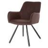 Mørteens Chaise à accoudoirs Ternes - Microfibre / Acier - Marron foncé / Noir -Chaises Soldes 1000235383 210818 08500400008 IMAGE P000000001000235383