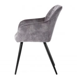 Jack & Alice Chaise à accoudoirs Vieville - Velours / Acier - Gris foncé / Noir -Chaises Soldes 1000235392 210818 08500400050 DETAILS P000000001000235392