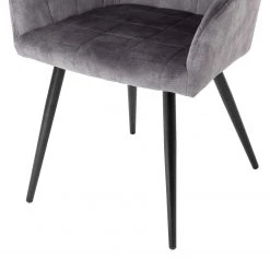 Jack & Alice Chaise à accoudoirs Vieville - Velours / Acier - Gris foncé / Noir -Chaises Soldes 1000235392 210818 08500400055 DETAILS P000000001000235392