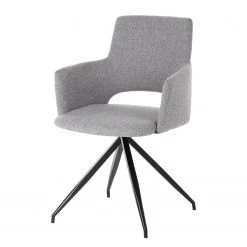 Mørteens Chaise à accoudoirs Publier - Tissu / Acier - Gris chiné / Noir