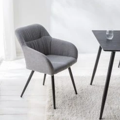 Mørteens Chaise à accoudoirs Senon - Tissu / Acier - Gris chiné / Noir -Chaises Soldes 1000235395 220622 021 MOOD DETAILS P000000001000235395 mood