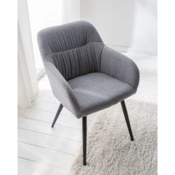Mørteens Chaise à accoudoirs Senon - Tissu / Acier - Gris chiné / Noir -Chaises Soldes 1000235395 220622 022 MOOD DETAILS P000000001000235395 mood