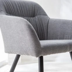 Mørteens Chaise à accoudoirs Senon - Tissu / Acier - Gris chiné / Noir -Chaises Soldes 1000235395 220622 040 DETAILS P000000001000235395