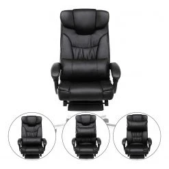 Loftscape Chaise de bureau Flers - Imitation cuir / Acier inoxydable - Noir -Chaises Soldes 1000235719 210118 06422000150 DETAILS P000000001000235719