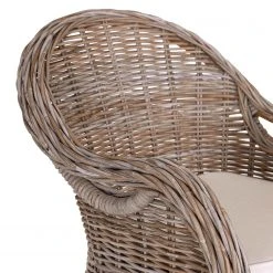 Naturoo Fauteuil Lozon - Rotin / Tissu - Gris Kubu / Crème -Chaises Soldes 1000240169 210115 08034100004 DETAILS P000000001000240169
