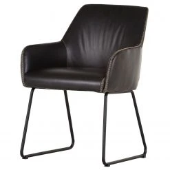 Red Living Chaise Ă accoudoirs Urbes - Imitation cuir / Fer - Noir / Noir