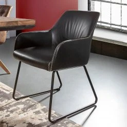 Red Living Chaise à accoudoirs Urbes - Imitation cuir / Fer - Noir / Noir -Chaises Soldes 1000240179 210115 08045600046 MOOD DETAILS P000000001000240179 mood