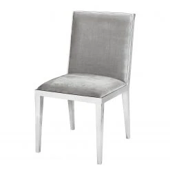 Velvet Studio Chaise capitonnée Le Marin - Velours / Acier inoxydable - Gris clair / Argenté