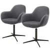 Loftscape Chaises capitonnées Glomel I (lot de 2) - Chenille et microfibre - Gris - Noir