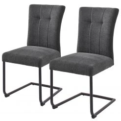 Loftscape Chaises cantilever Callian (lot de 2) - Chenille - Anthracite - Noir