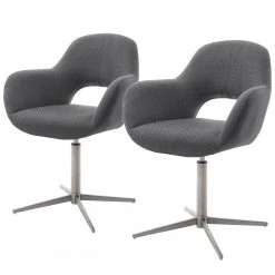 Loftscape Chaises capitonnées Glomel II (lot de 2) - Chenille et microfibre - Gris - Acier inoxydable