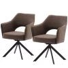 Loftscape Chaises à accoudoirs Tursin (lot de 2) - Tissu structuré / Acier - Latte macchiatto - Noir -Chaises Soldes 1000242009 210202 13143200097 IMAGE P000000001000242009