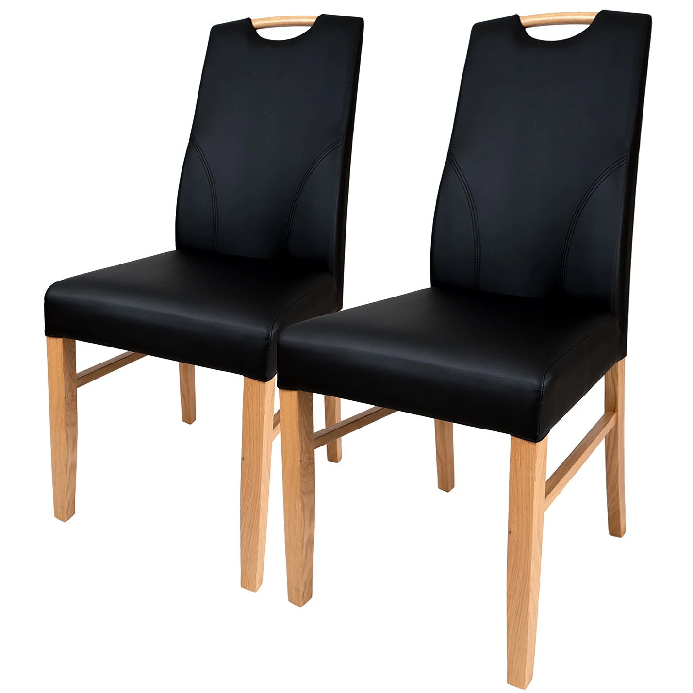 Naturoo Chaises capitonnées Lullin (lot de 2) - Chêne sauvage massif - Noir 3 Naturoo Chaises capitonnées Lullin (lot de 2) - Chêne sauvage massif - Noir