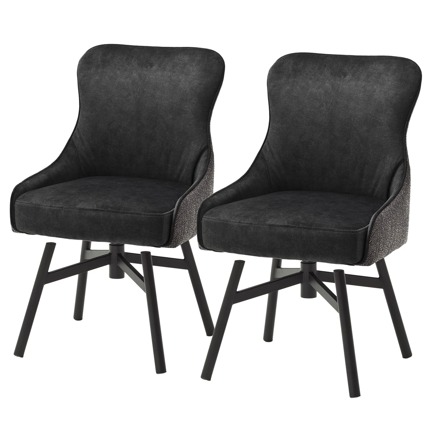 Fredriks Chaises Stalewell II (lot de 2) - Microfibre et tissu structuré / Acier - Anthracite 3 Fredriks Chaises Stalewell II (lot de 2) - Microfibre et tissu structuré / Acier - Anthracite