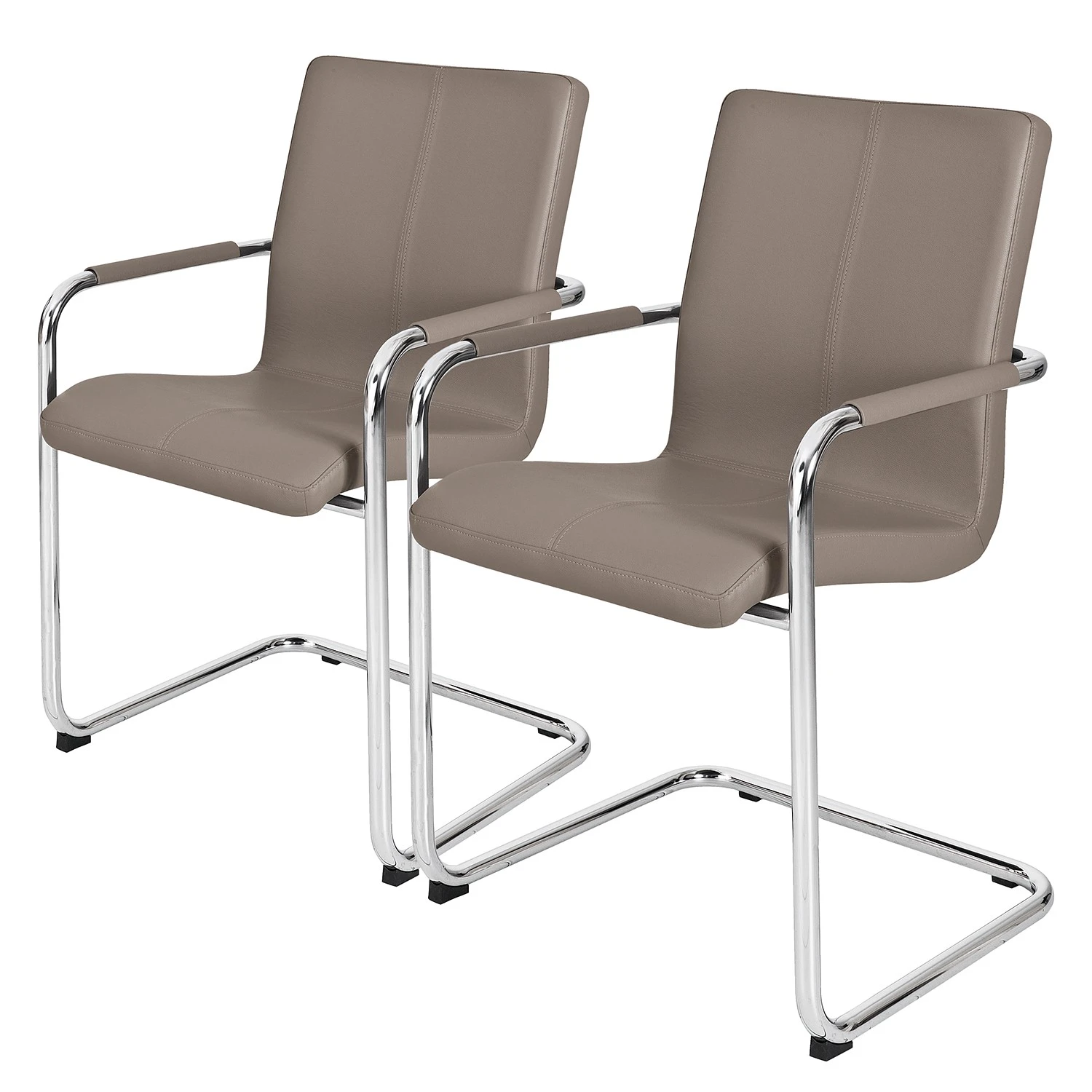 Now! by hülsta Chaises hülsta now S17 (lot de 2) - Imitation cuir / Acier - Taupe 3 Now! by hülsta Chaises hülsta now S17 (lot de 2) - Imitation cuir / Acier - Taupe