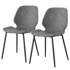 Mørteens Chaises Reallon (lot de 2) - Imitation cuir / Fer - Gris / Noir