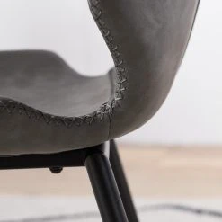 Mørteens Chaises Reallon (lot de 2) - Imitation cuir / Fer - Gris / Noir -Chaises Soldes 1000244973 220408 032 DETAILS P000000001000244973