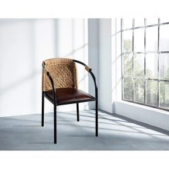 Ars manufacti Chaise à accoudoirs Dissay - Jute tressé / Fer - Naturel / Noir -Chaises Soldes 1000246784 210225 15452800002 MOOD DETAILS P000000001000246784 mood