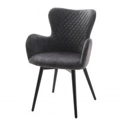 Loftscape Chaises Ă accoudoirs Mettray - Tissage Ă plat / HĂȘtre massif - Anthracite