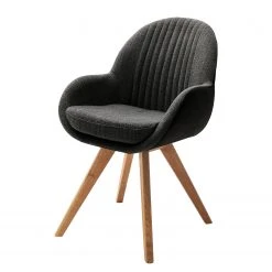 Norrwood Chaises à accoudoirs Chemille - Tissage à plat / Chêne massif - Anthracite