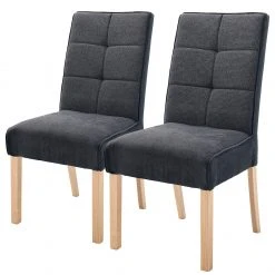 Norrwood Chaises capitonnées Brachy (lot de 2) - Tissage à plat / Hêtre massif - Anthracite