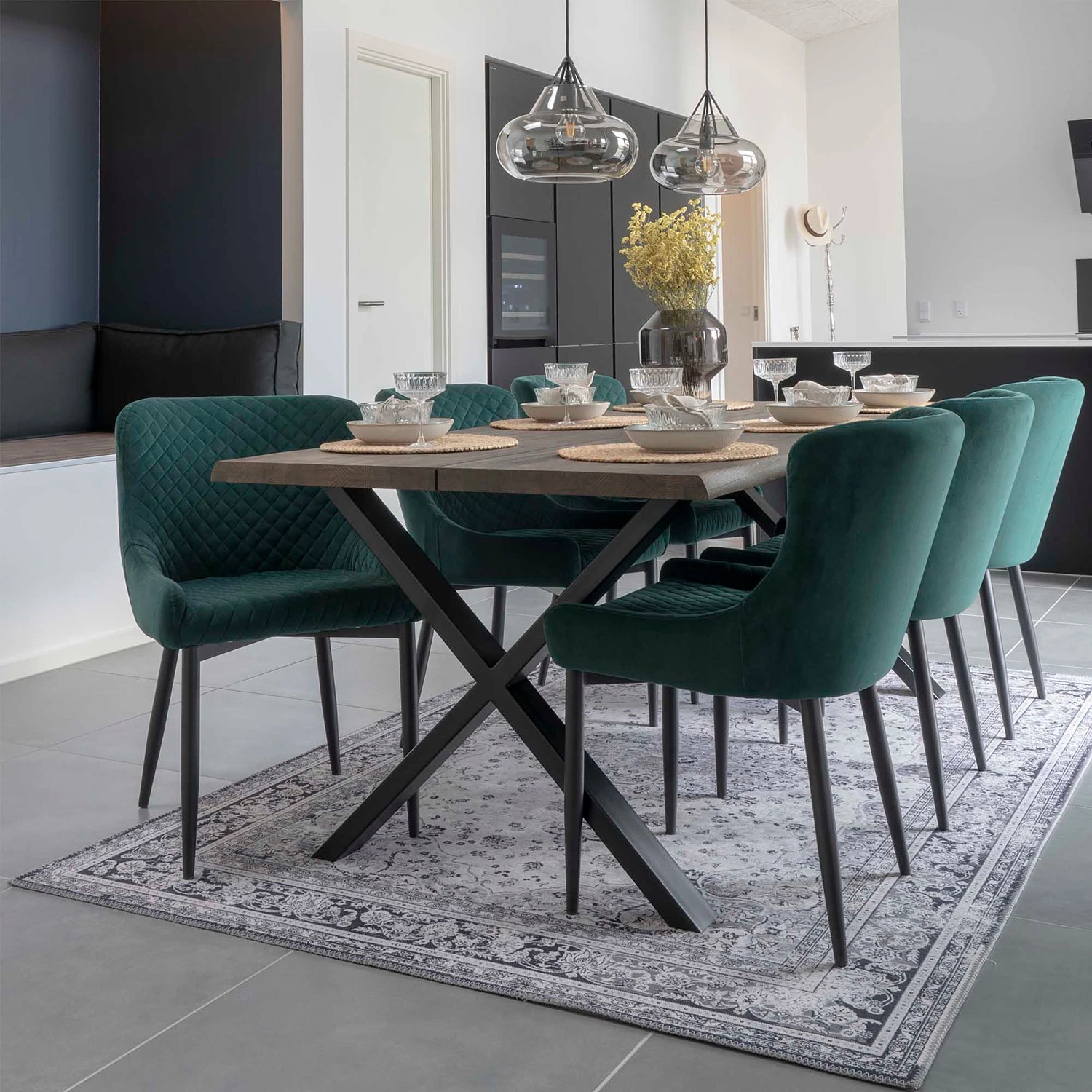 Red Living Chaise capitonnée Batilly I - Velours / Acier - Vert foncé 5 Red Living Chaise capitonnée Batilly I - Velours / Acier - Vert foncé – Image 3