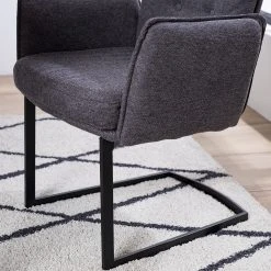 Jack & Alice Chaise cantilever Lecelles - Tissu / Métal - Gris foncé -Chaises Soldes 1000255021 220401 040 DETAILS P000000001000255021