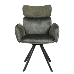 Jack & Alice Chaise à accoudoirs Aveluy - Velours et tissu / Métal - Vert foncé -Chaises Soldes 1000255059 210831 14151400120 DETAILS P000000001000255059