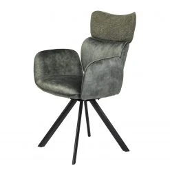 Jack & Alice Chaise à accoudoirs Aveluy - Velours et tissu / Métal - Vert foncé -Chaises Soldes 1000255059 210831 14151400121 DETAILS P000000001000255059