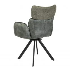 Jack & Alice Chaise à accoudoirs Aveluy - Velours et tissu / Métal - Vert foncé -Chaises Soldes 1000255059 210831 14151500123 DETAILS P000000001000255059