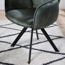 Jack & Alice Chaise à accoudoirs Aveluy - Velours et tissu / Métal - Vert foncé -Chaises Soldes 1000255059 220401 034 DETAILS P000000001000255059