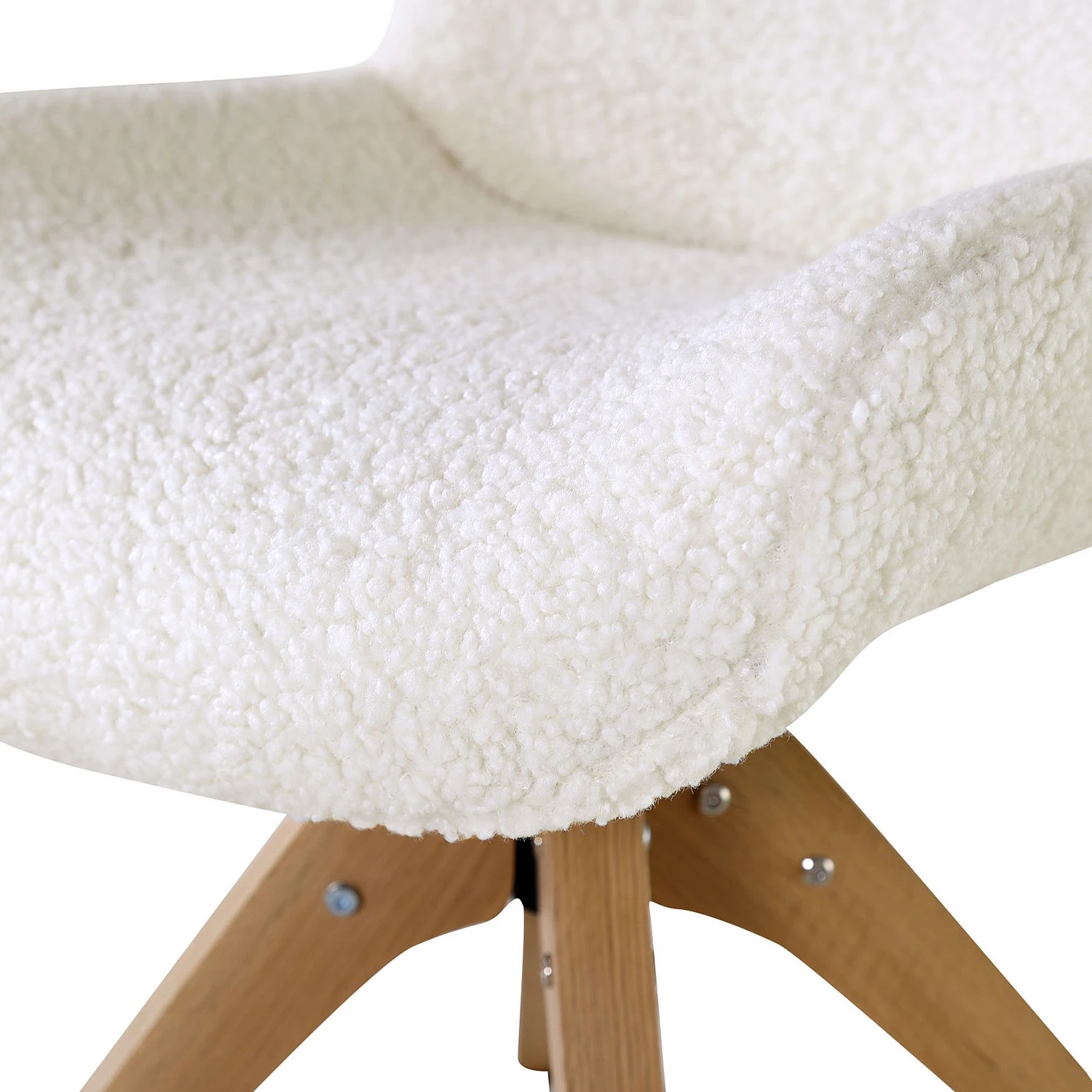 Red Living Chaises capitonnées Bonlieu (lot de 2) - Bouclé / Chêne massif - Blanc / Chêne 6 Red Living Chaises capitonnées Bonlieu (lot de 2) - Bouclé / Chêne massif - Blanc / Chêne – Image 4