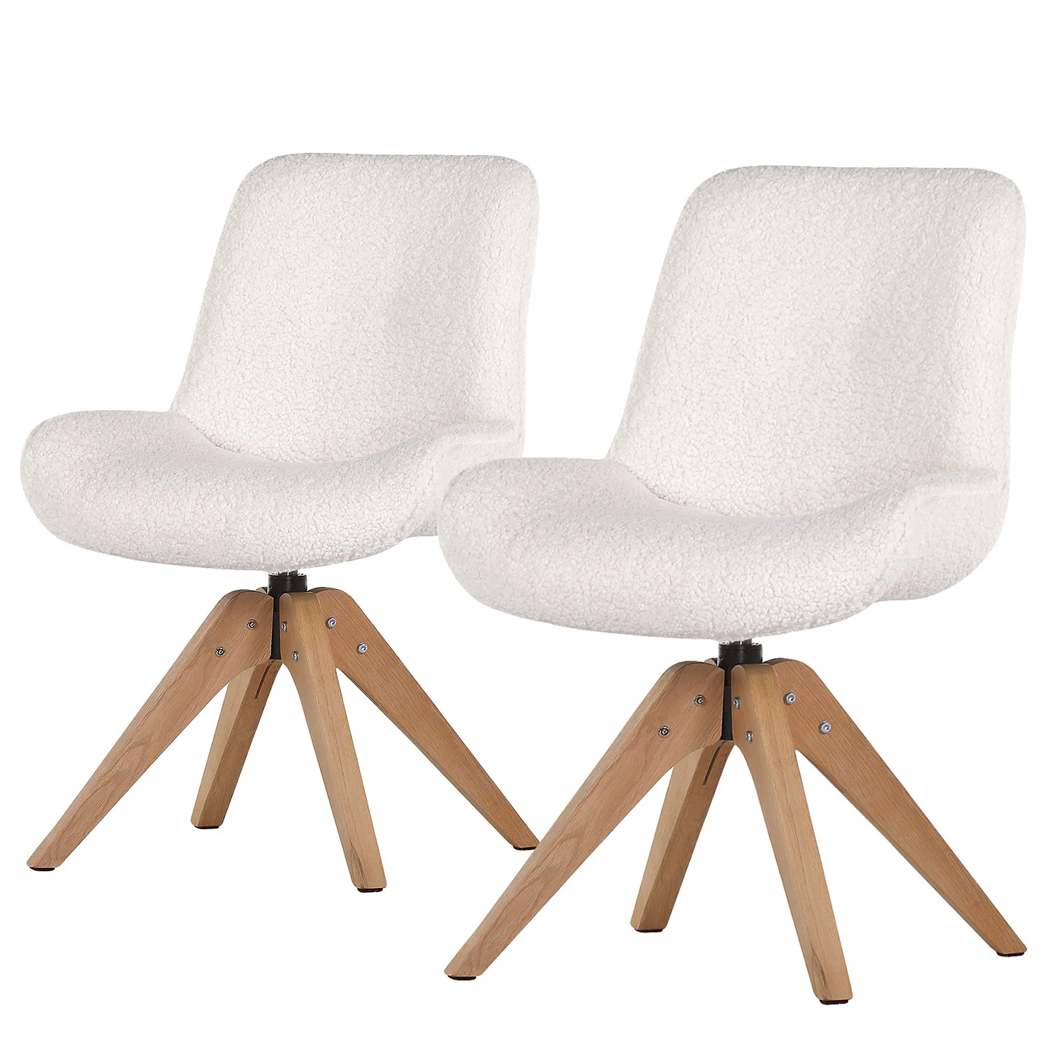 Red Living Chaises capitonnées Bonlieu (lot de 2) - Bouclé / Chêne massif - Blanc / Chêne 3 Red Living Chaises capitonnées Bonlieu (lot de 2) - Bouclé / Chêne massif - Blanc / Chêne
