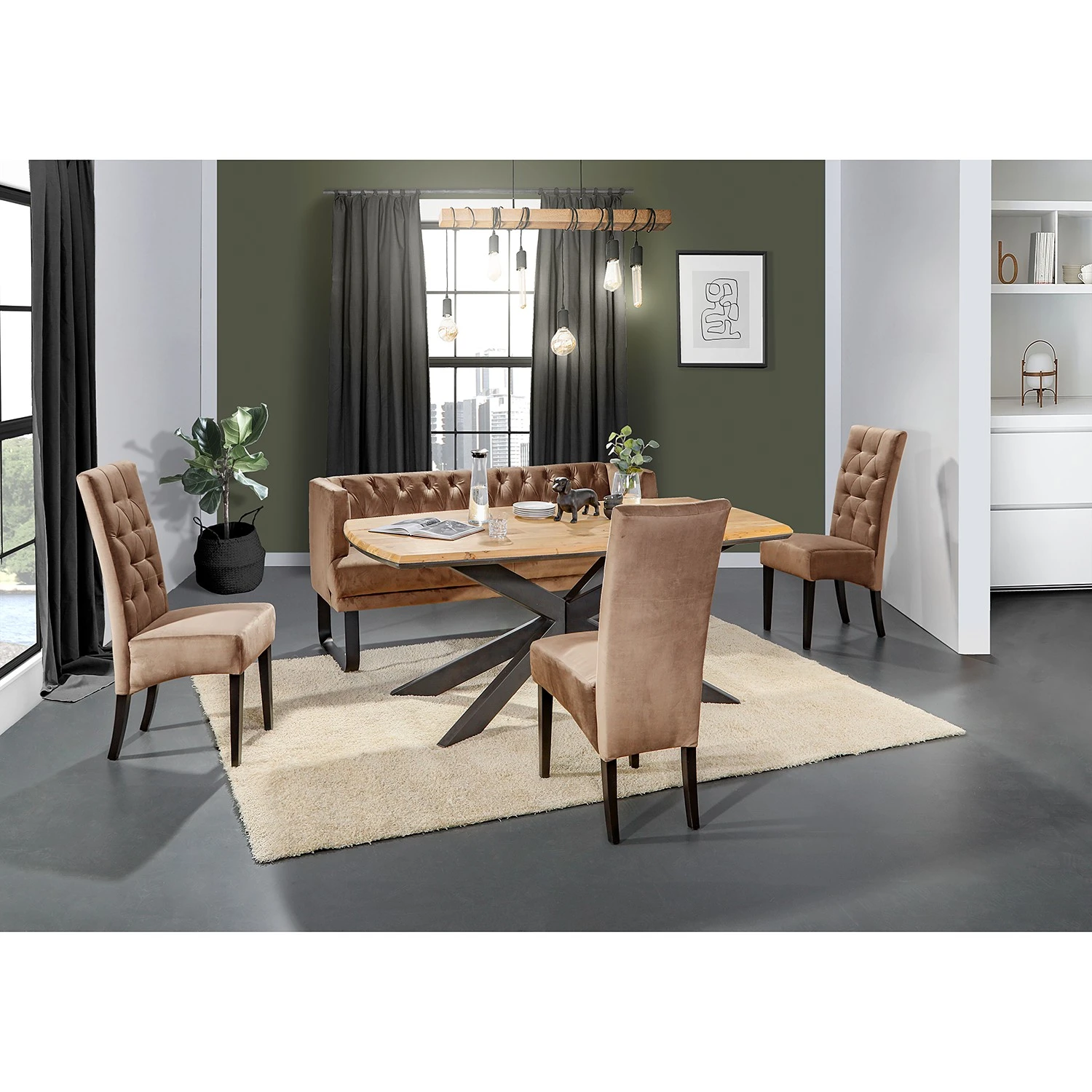 Red Living Chaise capitonnée Selda - Microfibre / Hêtre massif - Cognac 4 Red Living Chaise capitonnée Selda - Microfibre / Hêtre massif - Cognac – Image 2