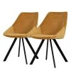 Tenzo Chaises capitonnées Ritz (lot de 2) - Velours / Métal - Jaune doré
