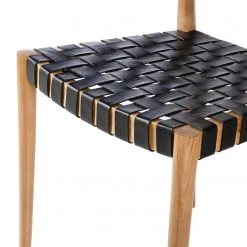 Ars manufacti Chaise Cerro - Cuir véritable / Teck massif - Noir / Teck -Chaises Soldes 1000257228 220818 033 DETAILS P000000001000257228