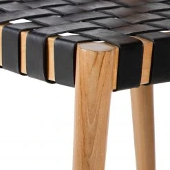 Ars manufacti Chaise Cerro - Cuir véritable / Teck massif - Noir / Teck -Chaises Soldes 1000257228 220818 036 DETAILS P000000001000257228