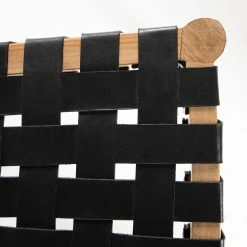 Ars manufacti Chaise Cerro - Cuir véritable / Teck massif - Noir / Teck -Chaises Soldes 1000257228 220818 037 DETAILS P000000001000257228