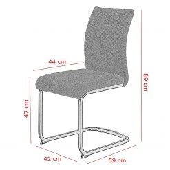 Red Living Chaises cantilever Soitme (lot de 2) - Tissu - Gris chiné -Chaises Soldes 1000263420 210430 11464100099 SKETCH DETAILS P000000001000263420 sketch