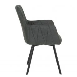 Red Living Chaises à accoudoirs Kivioli (lot de 2) - Microfibre / Acier - Anthracite / Noir -Chaises Soldes 1000263426 210430 11481200139 DETAILS P000000001000263426