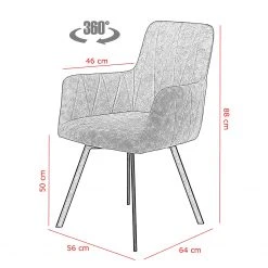 Red Living Chaises à accoudoirs Kivioli (lot de 2) - Microfibre / Acier - Anthracite / Noir -Chaises Soldes 1000263426 210430 11482700144 SKETCH DETAILS P000000001000263426 sketch