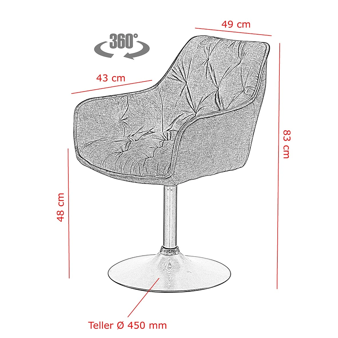 Red Living Chaises à accoudoirs Ibarra (lot de 2) - Anthracite 8 Red Living Chaises à accoudoirs Ibarra (lot de 2) - Anthracite – Image 6