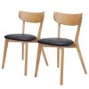 Norrwood Chaises Ellie (lot de 2) - Imitation cuir / Chêne massif - Noir / Chêne