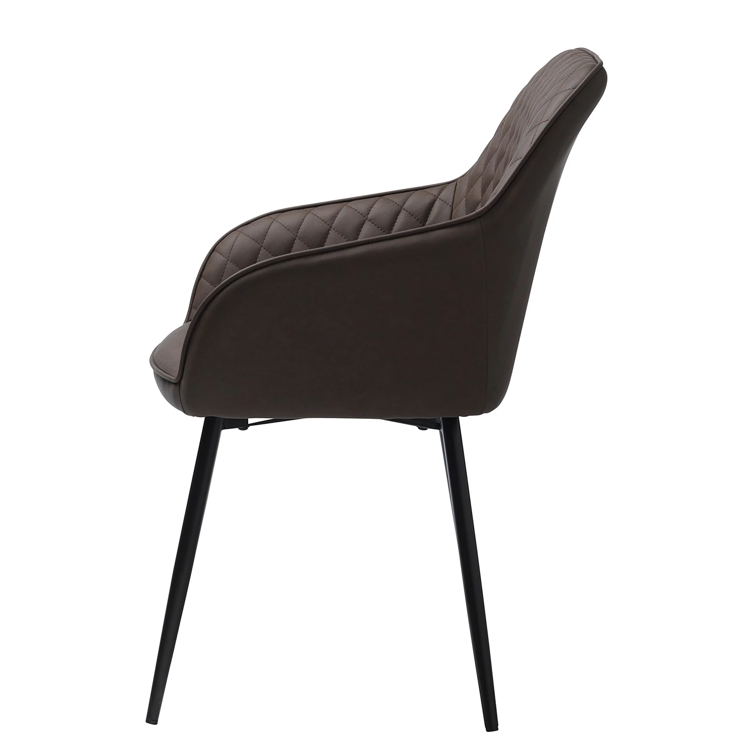 Red Living Chaises à accoudoirs Dela II (lot de 2) - Imitation cuir / Métal - Marron foncé / Noir 4 Red Living Chaises à accoudoirs Dela II (lot de 2) - Imitation cuir / Métal - Marron foncé / Noir – Image 2