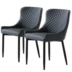 Red Living Chaises Elbi I (lot de 2) - Imitation cuir / Métal - Anthracite / Noir