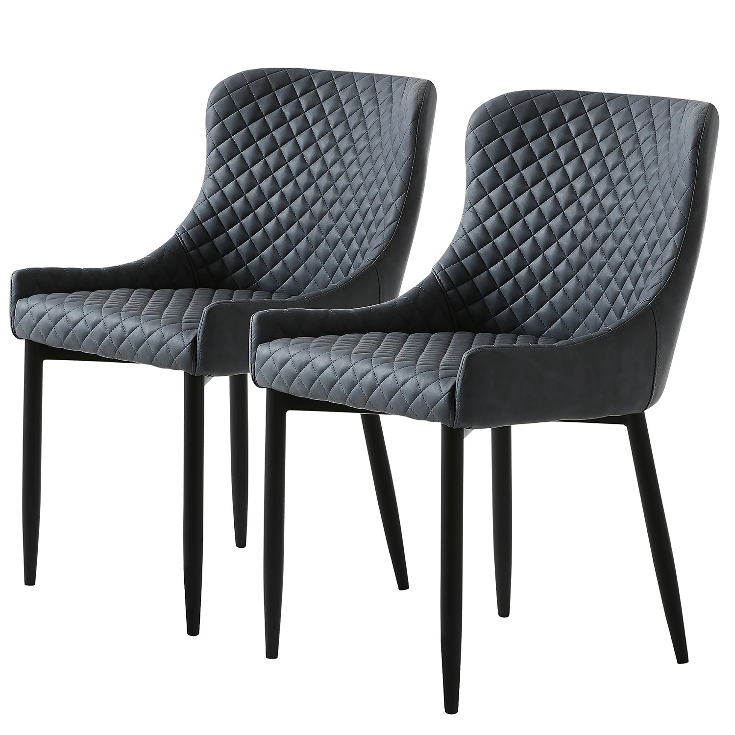 Red Living Chaises Elbi I (lot de 2) - Imitation cuir / Métal - Anthracite / Noir 3 Red Living Chaises Elbi I (lot de 2) - Imitation cuir / Métal - Anthracite / Noir