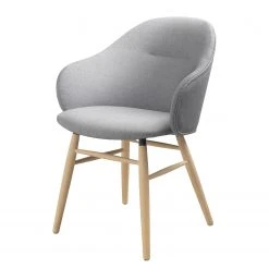 Norrwood Chaise à accoudoirs Epalia - Tissu / Chêne massif - Gris clair / Chêne