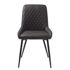 Red Living Chaises Dela II (lot de 2) - Imitation cuir / Métal - Marron foncé / Noir -Chaises Soldes 1000266985 210525 14343600314 DETAILS P000000001000266985