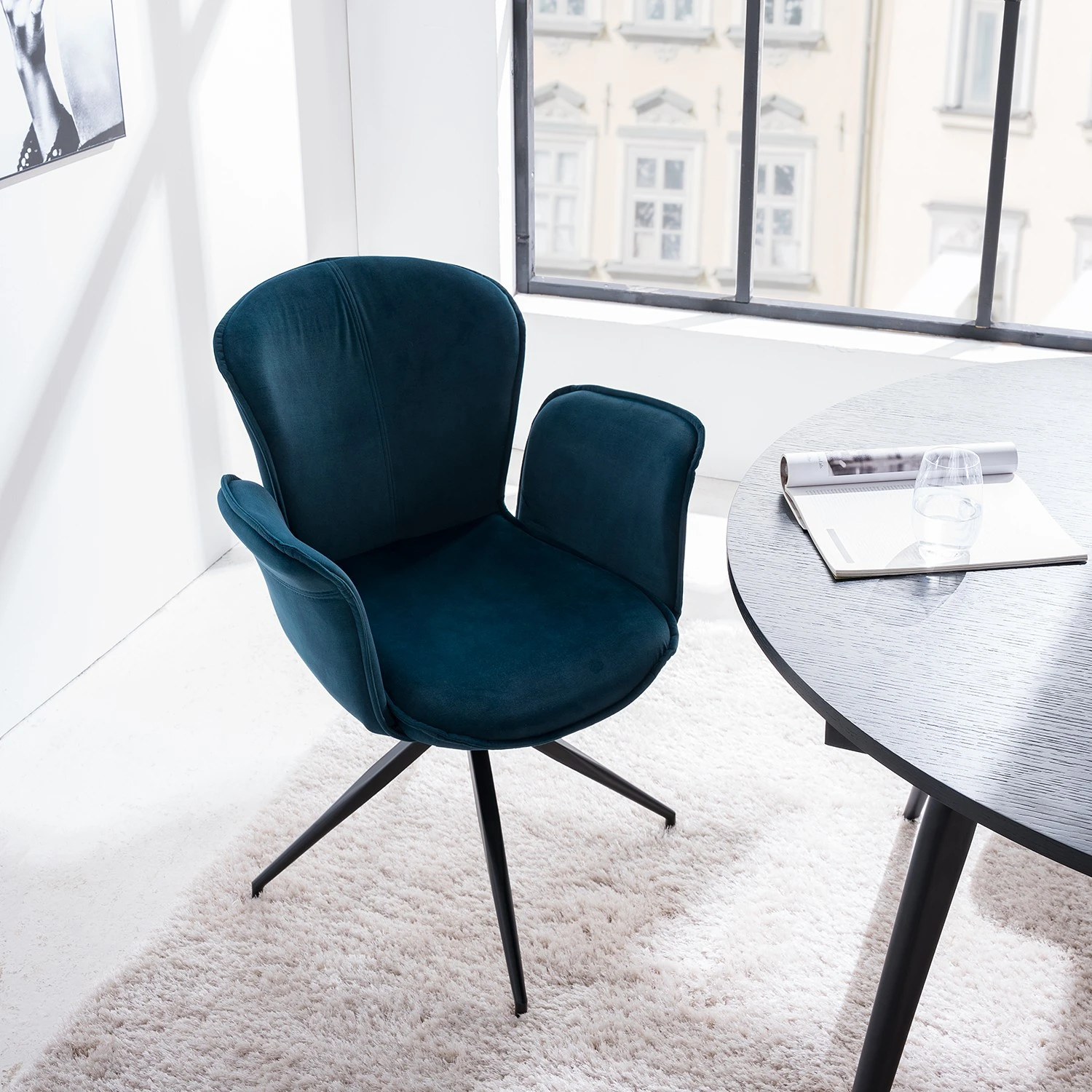 Ars manufacti Chaise à accoudoirs Yves - Bleu lagon 5 Ars manufacti Chaise à accoudoirs Yves - Bleu lagon – Image 3